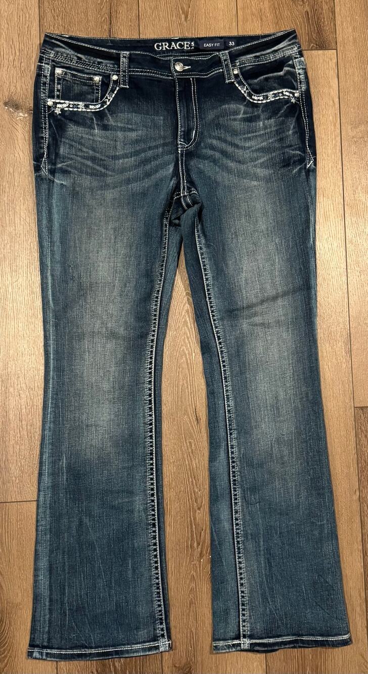 Grace in LA Easy Fit Jeans, Size 33